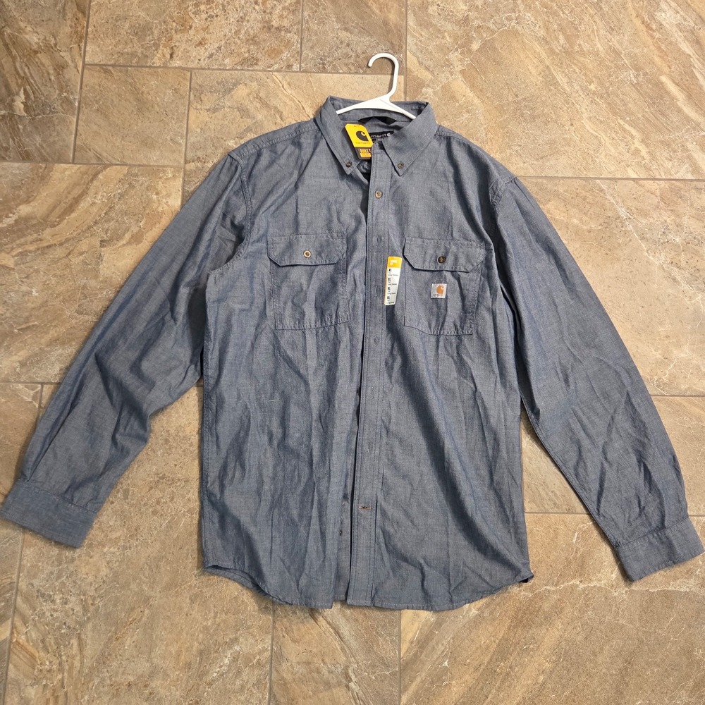 Carhartt Mens Loose Fit Chambray Work Shirt Blue XL Tall NWT